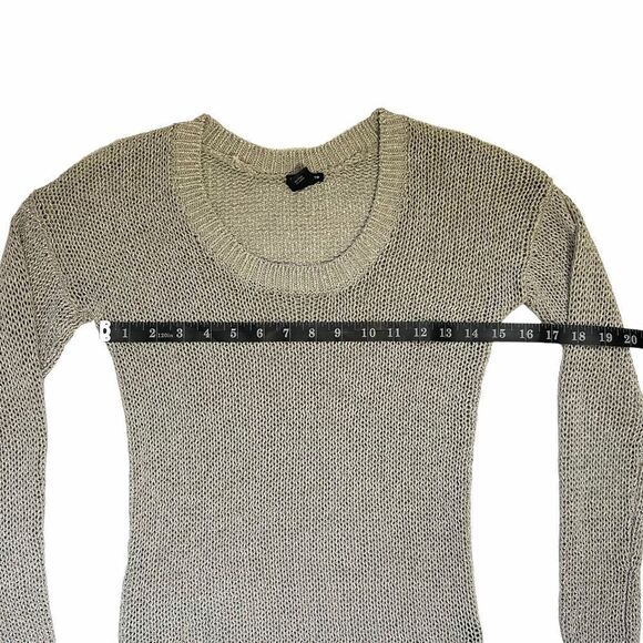 CLUB MONACO crew neck sweater loose knit metallic gray silver Sz Small - Picture 8 of 12